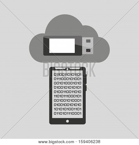 smartphone transfer cloud data storage usb vector illustration eps 10