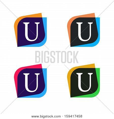 Abstract shape element company logo sign icon vector design. U letter logotype