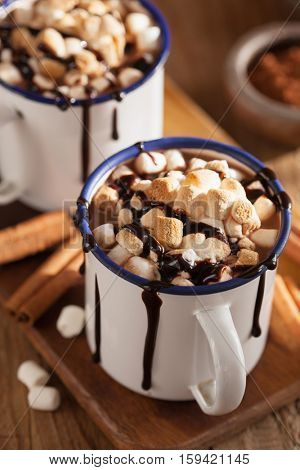 s'mores hot chocolate mini marshmallows cinnamon winter drink
