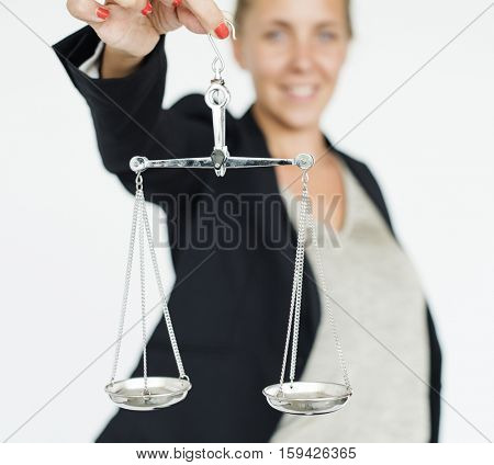 Business Lady Law Scale Concept