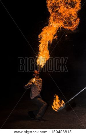 May 3, 2014. Ulan-ude, Russia: A Fire Show In The City Of Ulan-ude. Russia, Ulan-ude, 3 May 2014.
