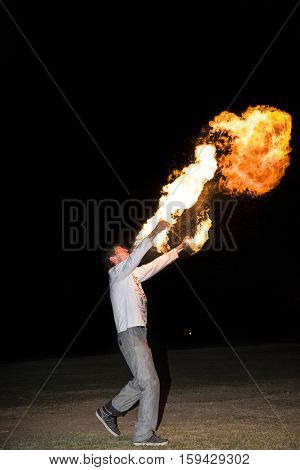 May 3, 2014. Ulan-ude, Russia: A Fire Show In The City Of Ulan-ude. Russia, Ulan-ude, 3 May 2014.