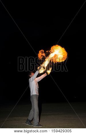 May 3, 2014. Ulan-ude, Russia: A Fire Show In The City Of Ulan-ude. Russia, Ulan-ude, 3 May 2014.