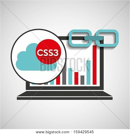 laptop graphs cloud css3 link web vector illustration eps 10
