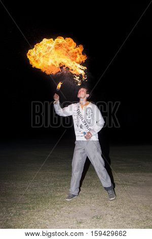May 3, 2014. Ulan-ude, Russia: A Fire Show In The City Of Ulan-ude. Russia, Ulan-ude, 3 May 2014.
