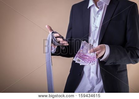 Man After Party With Banknotes