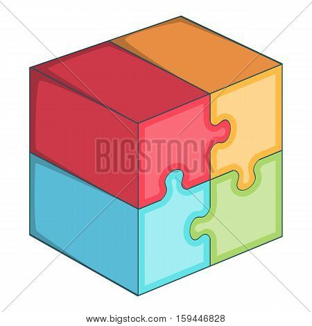 Puzzle cube icon. Cartoon illustration of puzzle cube vector icon for web