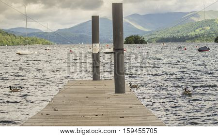 The jetty heading out into Lake Windemere