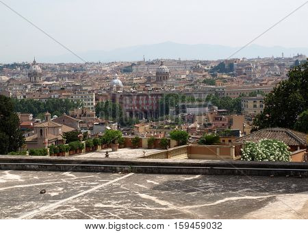 view of Rome from Janiculum Hill Italy