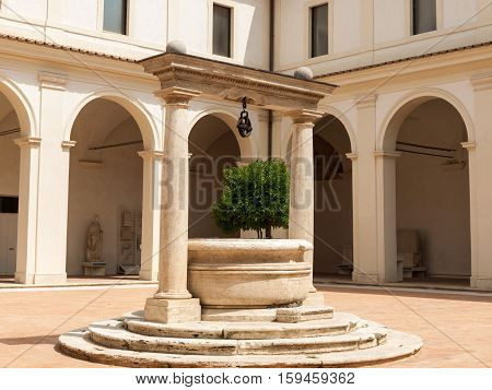 ROME, ITALY - JUNE 12, 2015: The baths of Diocletian (Thermae Diocletiani) in Rome. Italy
