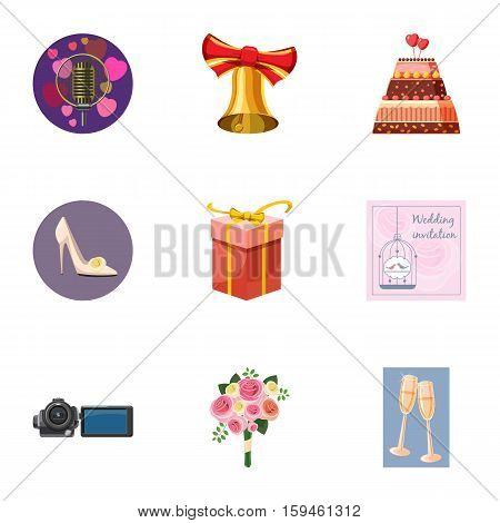 Wedding celebration icons set. Cartoon illustration of 9 wedding celebration vector icons for web