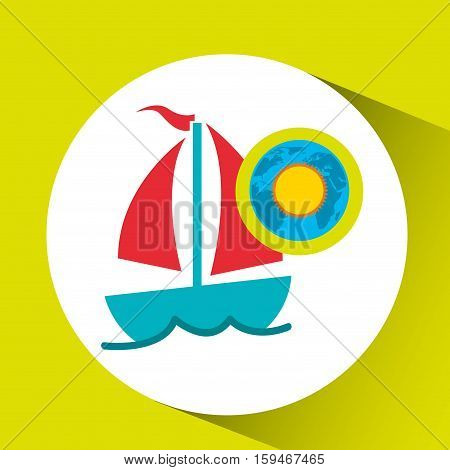 vacation around world sunny sailboat vector illustration eps 10