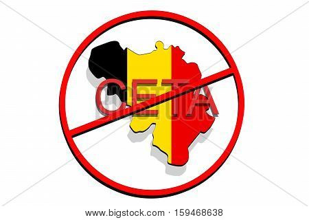 Anty Ceta - Comprehensive Economic And Trade Agreement On White Background, Belgium Map