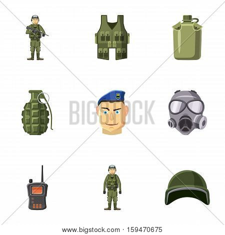 Military weapons icons set. Cartoon illustration of 9 military weapons vector icons for web