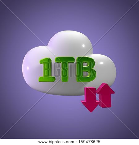 3D Rendering Cloud Data Upload Download illustration 1 TB Capacity