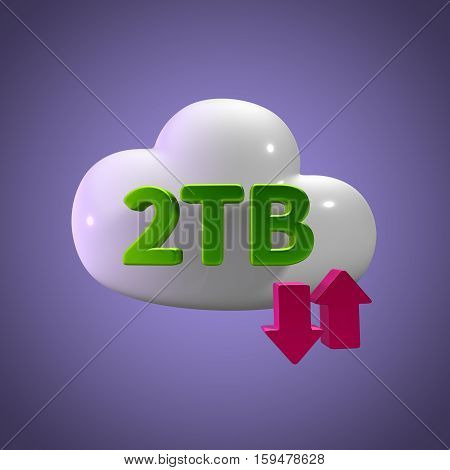 3D Rendering Cloud Data Upload Download illustration 2 TB Capacity