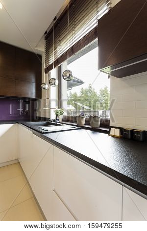 Kitchen Corner With Dark Worktop