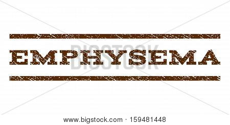 Emphysema watermark stamp. Text caption between horizontal parallel lines with grunge design style. Rubber seal brown stamp with dust texture. Vector ink imprint on a white background.