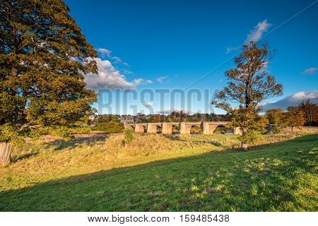 Corbridge Road Bridge in Autumn, originally built in the thirteenth century, the bridge at Corbridge allows crossing of the River Tyne