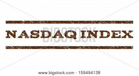 Nasdaq Index watermark stamp. Text tag between horizontal parallel lines with grunge design style. Rubber seal brown stamp with dust texture. Vector ink imprint on a white background.