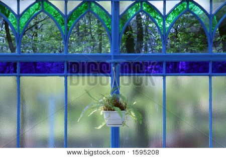 Store Stainedglass vindue og bregne