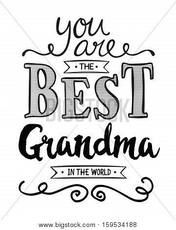 You are the best Grandma in the World Typographic Art Award Printable Poster Card Graphic