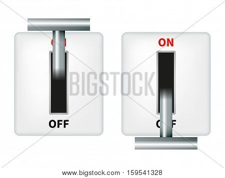 Vector illustration of an electric knife switch. Isolated on white background. Switch with metal handle.
