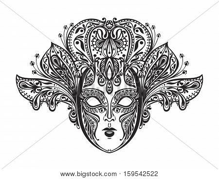 Abstract beautiful mask of lace. Vector illustration isolated on white background