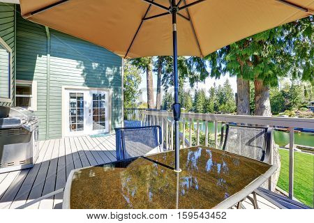 Interior Of Wraparound Deck With Amazing View Of Lake Tapps.
