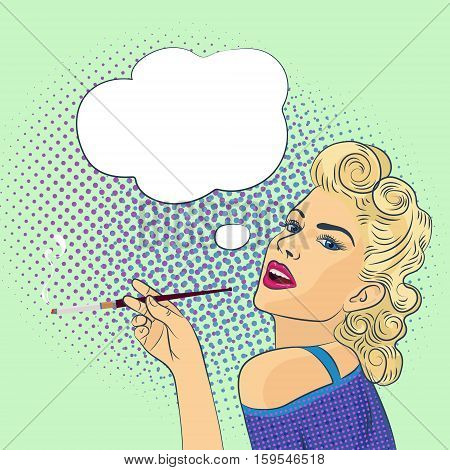 beautiful young woman with a cigarette, stylized fashion character