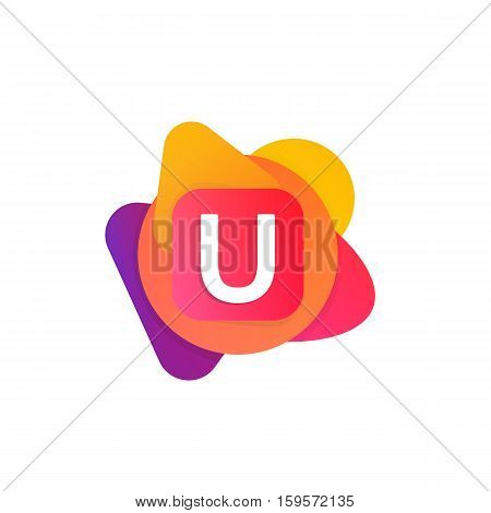 Abstract Fun Shape Elements Company Logo Sign Icon. U Letter Logotype Vector Design