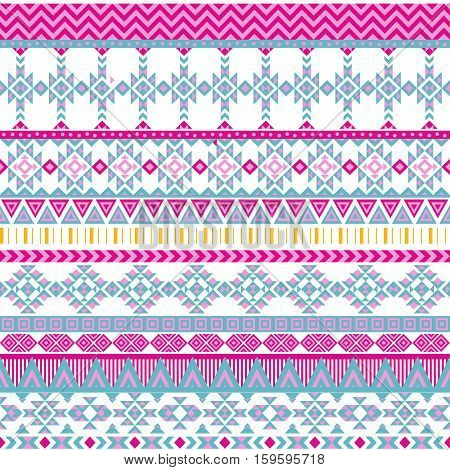 Ethnic seamless pattern with triangle and abstract geometric ornament. Tribal background texture. Native american navajo aztec pattern. Vector illustration hipster background.
