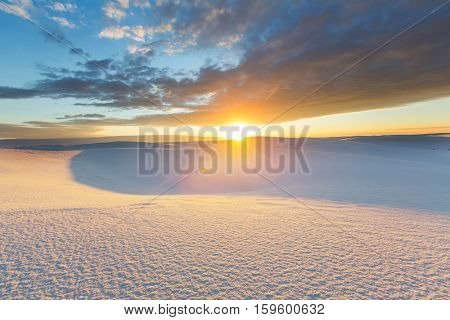 Unusual White Sand Dunes at White Sands National Monument, New Mexico, USA