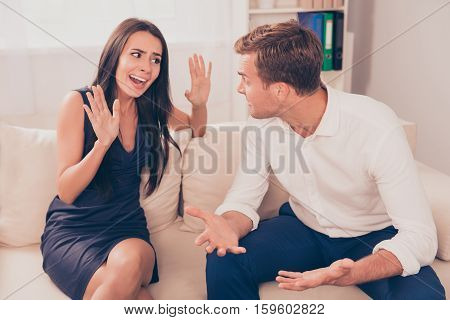 Two young lovers quarreling because of disagreements