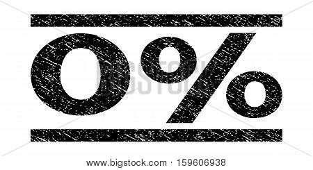 0 Percent watermark stamp. Text tag between horizontal parallel lines with grunge design style. Rubber seal black stamp with dust texture. Vector ink imprint on a white background.