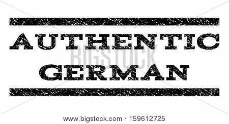 Authentic German watermark stamp. Text caption between horizontal parallel lines with grunge design style. Rubber seal black stamp with dirty texture. Vector ink imprint on a white background.