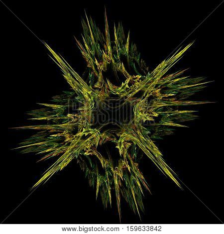 Abstract fractal illustration of glowing angles organized in a sophisticated star