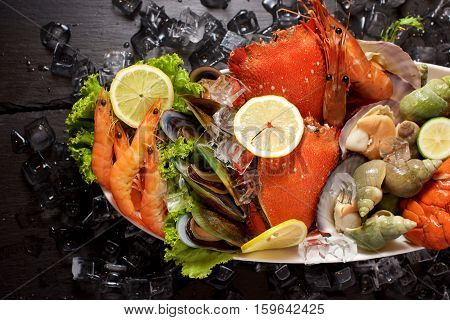 Seafood Lobster Plater On Slate