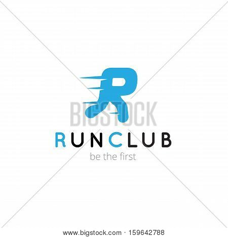 R letter creative running club logo. Vector abstract sport logotype