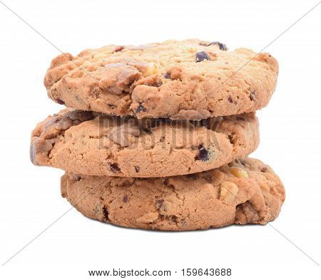 Cake with chocolate crumbs in stack isolated on white
