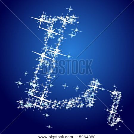 Vektor-Illustration ein leuchtender Sterne Charakter. Buchstabe l