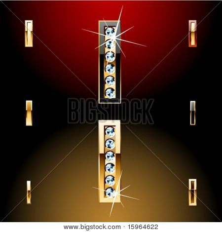 Vektor illustration af dristigste gyldne bogstaver med skinnende diamanter. Karakter jeg