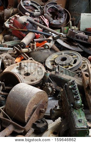 Agriculture machine part old component objects group.