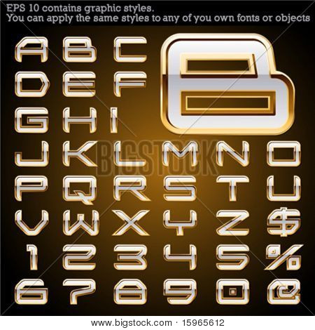 Tipo de letra com dourado. Arquivo contém estilos de gráfico disponíveis no Illustrator 10 + você pode app