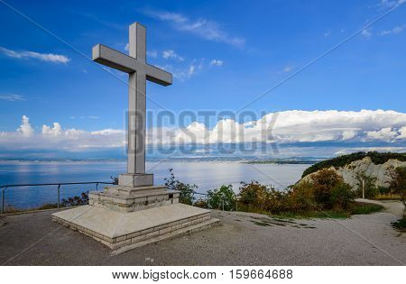 Scenic view of the Adriatic sea in the nature Park Strunjan, Istria, Slovenia