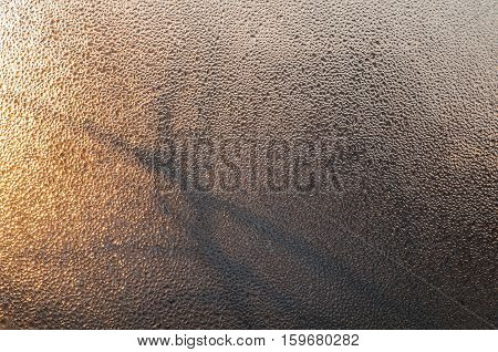 Water drops on a window glass with trees silhouette background