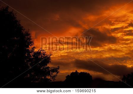 A dramatic sunset over the rural city of Torrington Connecticut.