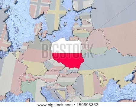 Poland With Flag On Globe