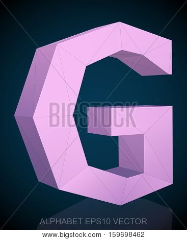 Abstract Pink 3D polygonal uppercase letter G with reflection. Low poly alphabet collection. EPS 10 vector illustration.