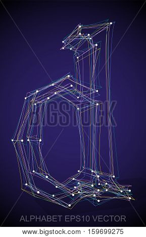Abstract illustration of a Multicolor sketched lowercase letter D with Transparent Shadow. Hand drawn 3D D for your design. EPS 10 vector illustration.